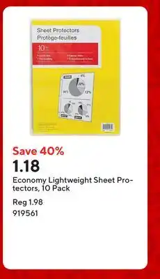 Staples Economy Lightweight Sheet Protectors, 10 Pack offer