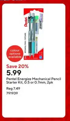 Staples Pentel Energize Mechanical Pencil Starter Kit, 0.5 or 0.7mm, 2pk offer
