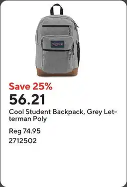 Staples Cool Student Backpack, Grey Letterman Poly offer
