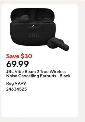 Staples JBL Vibe Beam 2 True Wireless Noise Cancelling Earbuds - Black offer