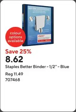 Staples Staples Better Binder - 1/2 - Blue offer