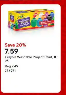 Staples Crayola Washable Project Paint, 10 pk offer