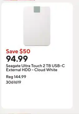 Staples Seagate Ultra Touch 2 TB USB-C External HDD - Cloud White offer