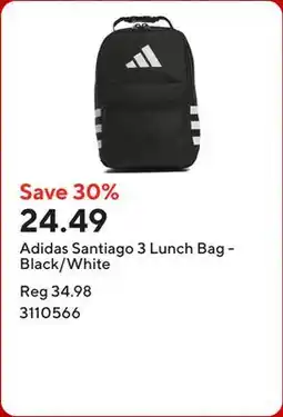 Staples Adidas Santiago 3 Lunch Bag - Black/White offer
