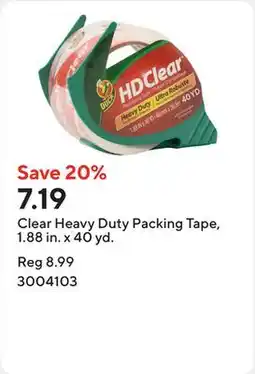 Staples Clear Heavy Duty Packing Tape, 1.88 in. x 40 yd offer
