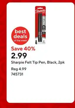 Staples Sharpie Felt Tip Pen, Black, 2pk offer