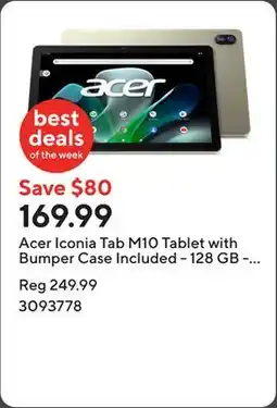 Staples Acer Iconia Tab M10 Tablet with Bumper Case Included - 128 GB - Champagne offer