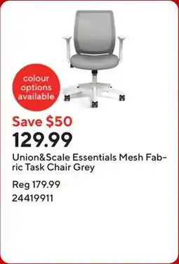 Staples Union&Scale Essentials Mesh Fabric Task Chair Grey offer