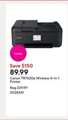 Staples Canon TR7620a Wireless 4-in-1 Printer offer