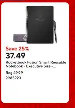Staples Rocketbook Fusion Smart Reusable Notebook - Executive Size - Infinity Black offer