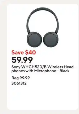 Staples Sony WHCH520/B Wireless Headphones with Microphone - Black offer