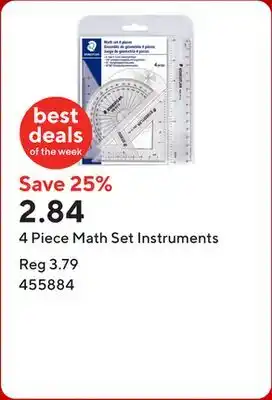 Staples 4 Piece Math Set Instruments offer