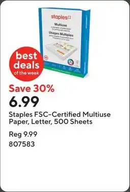 Staples Staples FSC-Certified Multiuse Paper, Letter, 500 Sheets offer