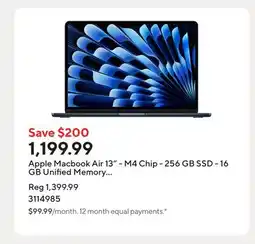 Staples Apple Macbook Air 13 - M4 Chip - 256 GB SSD - 16 GB Unified Memory - Midnight - English offer
