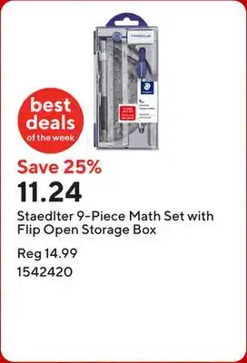 Staples Staedlter 9-Piece Math Set with Flip Open Storage Box offer