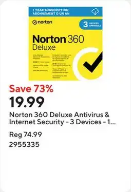 Staples Norton 360 Deluxe Antivirus & Internet Security - 3 Devices - 1 Year Subscription [Digital Download] offer