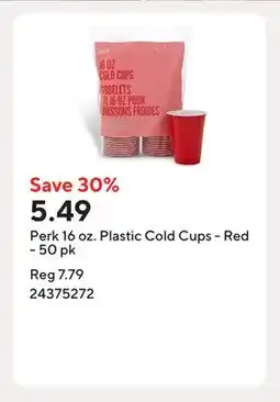 Staples Perk 16 oz. Plastic Cold Cups - Red - 50 pk offer