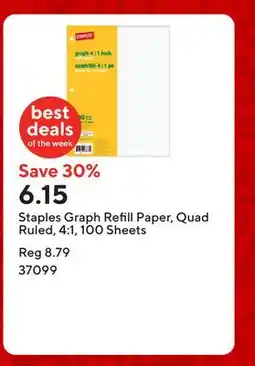 Staples Staples Graph Refill Paper, Quad Ruled, 4:1, 100 Sheets offer