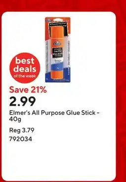 Staples Elmer's All Purpose Glue Stick - 40g offer