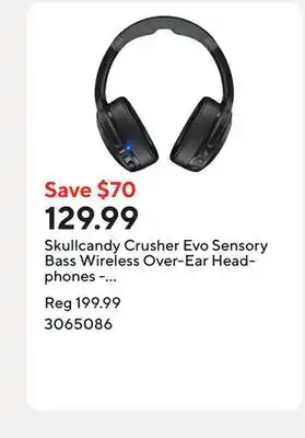 Staples Skullcandy Crusher Evo Sensory Bass Wireless Over-Ear Headphones - True Black offer