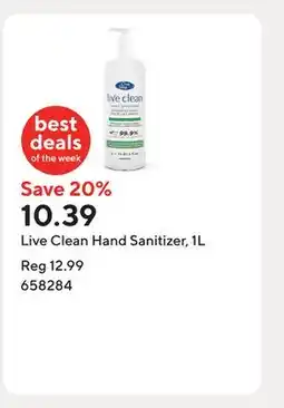 Staples Live Clean Hand Sanitizer, 1L offer