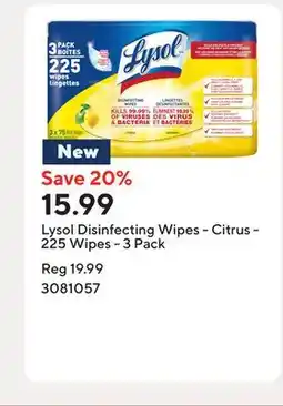 Staples Lysol Disinfecting Wipes - Citrus - 225 Wipes - 3 Pack offer
