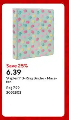 Staples Staples 1 3-Ring Binder - Macaron offer