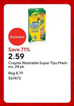 Staples Crayola Washable Super Tips Markers, 24 pk offer