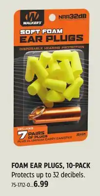 Canadian Tire WALKERS FOAM EAR PLUGS, 10-PACK offer