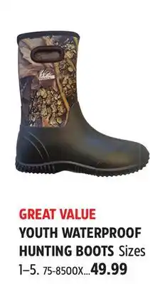 Canadian Tire Yukon YOUTH WATERPROOF HUNTING BOOTS offer