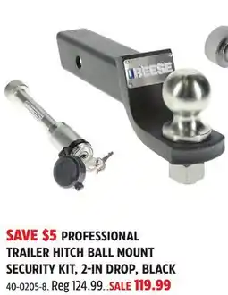 Canadian Tire Reese PROFESSIONAL TRAILER HITCH BALL MOUNT SECURITY KIT, 2-IN DROP, BLACK offer