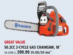 Canadian Tire Husqvarna 50.2CC 2-CYCLE GAS CHAINSAW, 18˝ offer