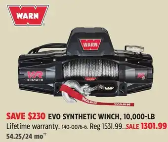 Canadian Tire Warn EVO SYNTHETIC WINCH, 10,000-LB offer