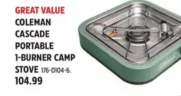 Canadian Tire COLEMAN CASCADE PORTABLE 1-BURNER CAMP STOVE offer