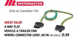 Canadian Tire MotoMaster 4-Way Flat Vehicle & Trailer End Wiring Connector Loop, 60-in offer