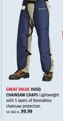 Canadian Tire Husqvarna HUSQ CHAINSAW CHAPS offer