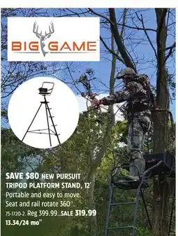Canadian Tire Big Game NEW PURSUIT TRIPOD PLATFORM STAND, 12´ offer