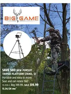 Canadian Tire Big Game NEW PURSUIT TRIPOD PLATFORM STAND, 12´ offer