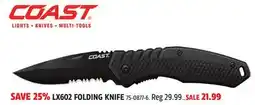 Canadian Tire Coast LX602 FOLDING KNIFE75-0877-6 offer