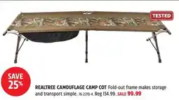 Canadian Tire Yukon Gear REALTREE CAMOUFLAGE CAMP COT offer