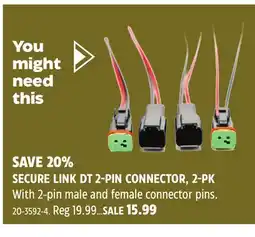 Canadian Tire Alpena SECURE LINK DT 2-PIN CONNECTOR, 2-PK offer