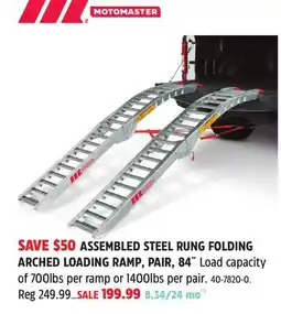 Canadian Tire MotoMaster ASSEMBLED STEEL RUNG FOLDING ARCHED LOADING RAMP, PAIR, 84˝ offer