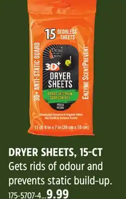 Canadian Tire Dead-Down DRYER SHEETS, 15-CT offer