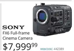 Vistek SONY FX6 Full-frame Cinema Camera offer