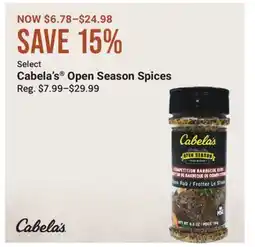Cabela's Select Cabela's Open Season Spices offer