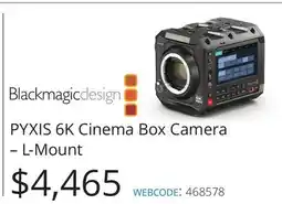 Vistek PYXIS 6K Cinema Box Camera-L-Mount offer