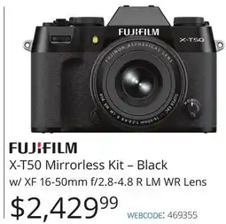 Vistek FUJIFILM X-T50 Mirrorless Kit – Black w/ XF 16-50mm f/2.8-4.8 R LM WR Lens offer