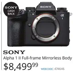 Vistek SONY Alpha 1 II Full-frame Mirrorless Body offer