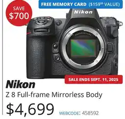 Vistek Nikon Z 8 Full-frame Mirrorless Body offer