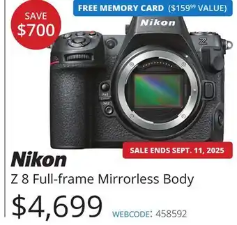 Vistek Nikon Z 8 Full-frame Mirrorless Body offer